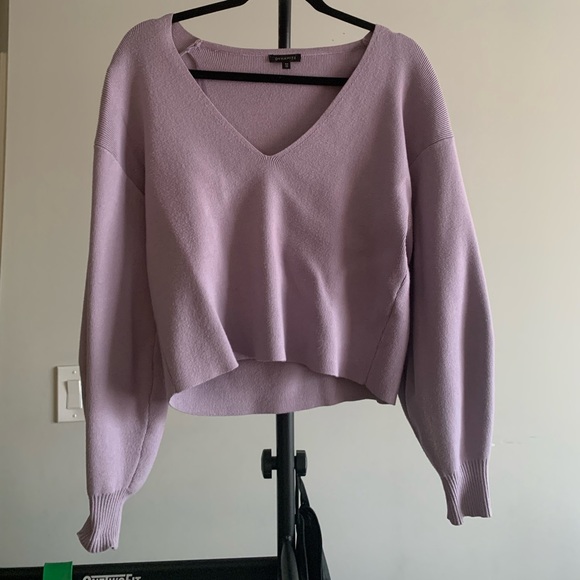 Dynamite Lilac V Neck Puff Sleeve Sweater - Picture 2 of 3